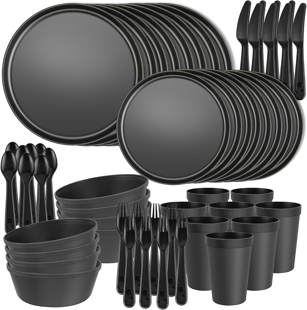 Juego de Platos y Tazones para Niños, Juego de Vajilla Infantil Irrompible de 40 Piezas para Niños Pequeños y Niños, Platos, Tazones, Tazas y Cubiertos de Plástico Sin BPA, Apto para Microondas y Lavavajillas, Servicio para 8