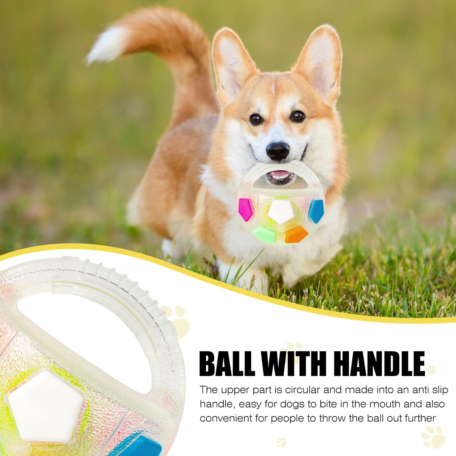 YOOGAO Pet Dog Toy Ball with Handle, Toss and Fetch Play, Interactive Ball for Dogs Playing Squeaky Floating (Transparent) - Image 2