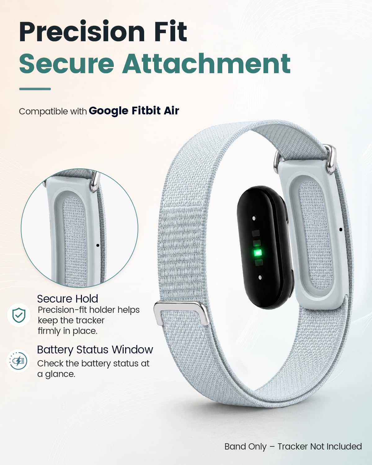 Lot de 3 bracelets en nylon compatibles avec Google Fitbit Air Performance Loop Band | Bracelets de sport pour Fitbit Air sans écran - Fermeture - Doux et respirant - Tissé - Pour homme et femme