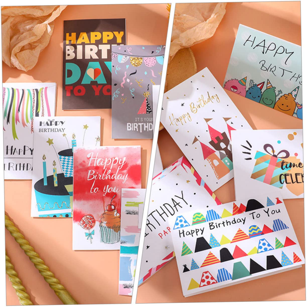 Biglietti Auguri Compleanno 36 Pezzi, Cartoline Pieghevoli in Carta Buste, per Feste di Compleanno Fai da Te, per Bambini e Adulti