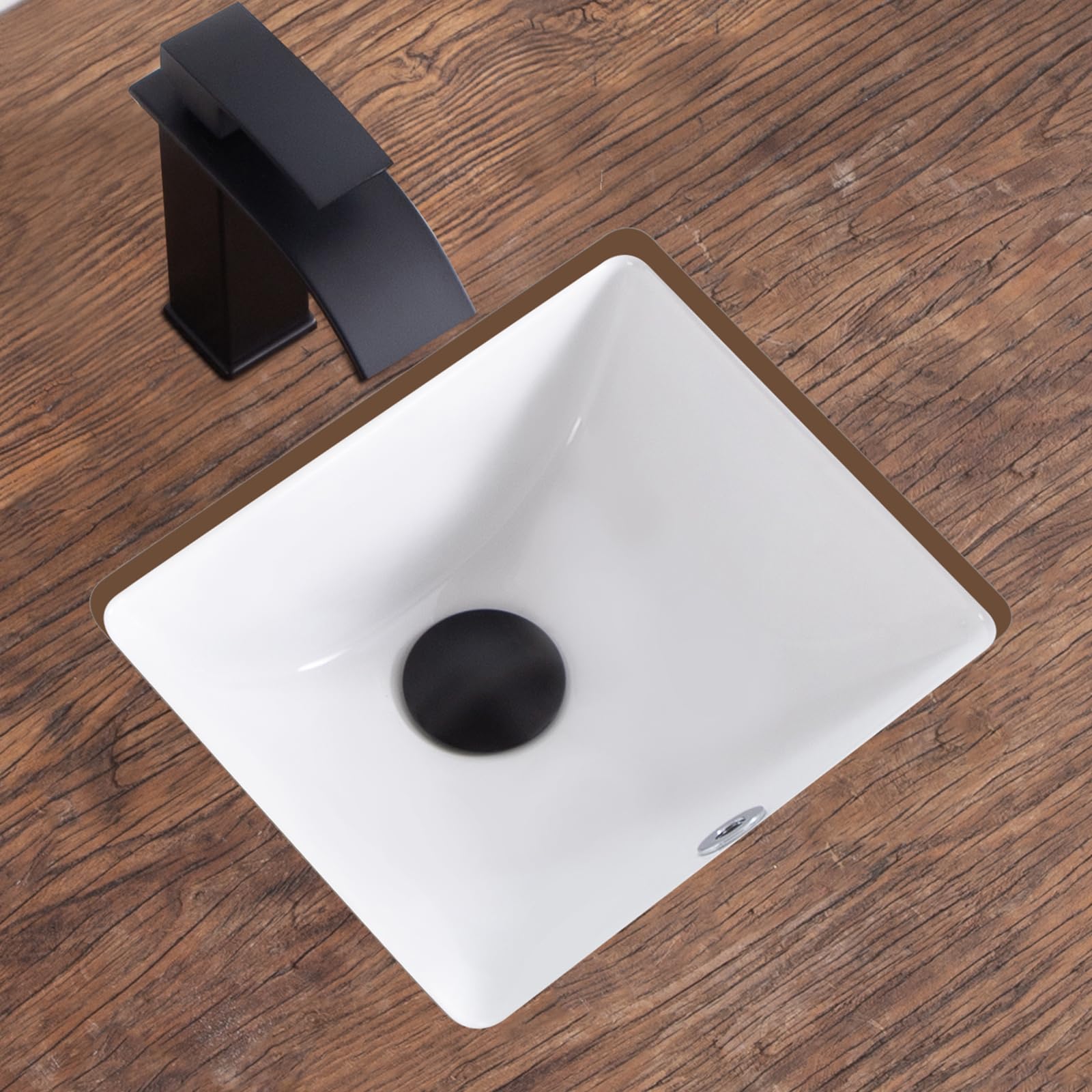 Lavabo de baño bajo encimera pequeña de 30 pulgadas blanco cerámica rectangular debajo del mostrador fregadero para gabinete lavabos de vanidad de porcelana, tipo de desbordamiento (30,5 x 26,9