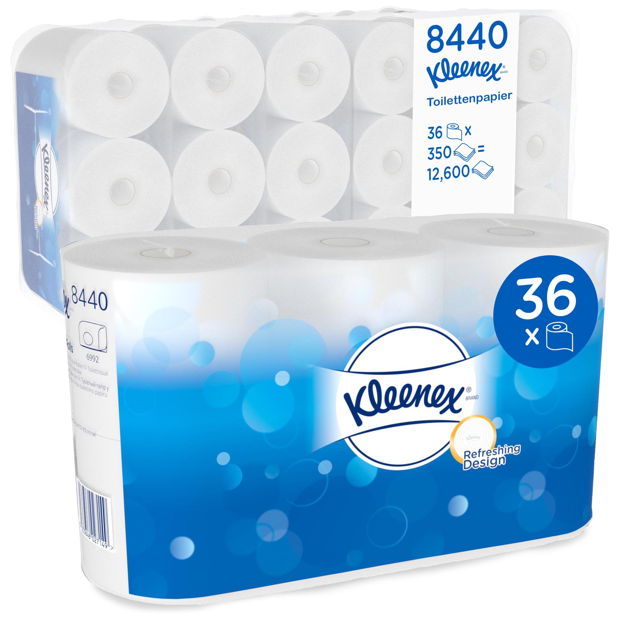 Kleenex Toilet Tissue Rollen - Standard/Weiß / 6 Beutel x 6 Kleinrollen x 350 Blätter, 1er Pack (1 x 6 Stück)