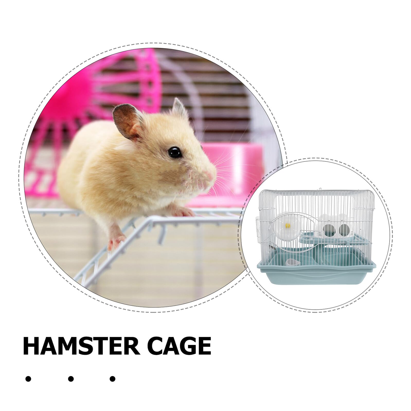 Double Layer Hamster Cage z Plastikową Podstawą Dwupoziomowe Siedlisko dla Chomików i Gerbil z Kółkiem Do Ćwiczeń Łatwe Czyszczeniu Do Użytku Domu