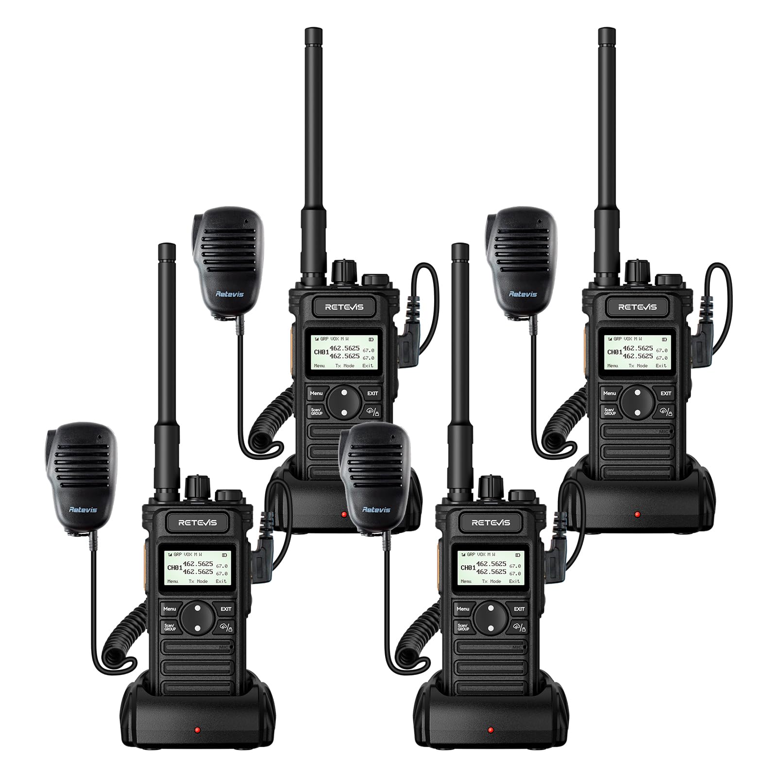 Photo 1 of Retevis RT86S (2nd Gen RT86) Walkie Talkie Long Range,Professional 2 Way Radio with Mic,Heavy Duty,Group Call,NOAA,LCD Screen,Type-C,Two Way Radios for Adults Logistics Construction Industrial(4 Pack)