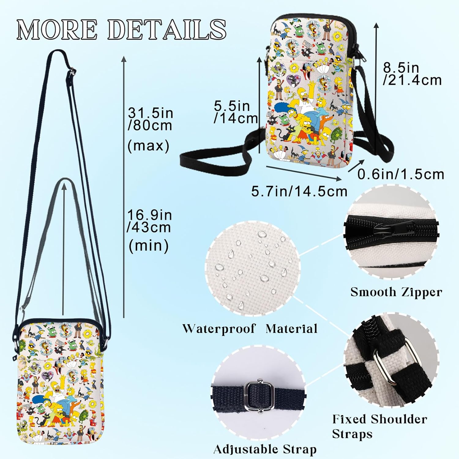 BWWKTOP Homer Family Crossbody Bag Homer & Bart Fans Gifts Marge Lisa & Maggie Messenger Bag Homer Family Merch