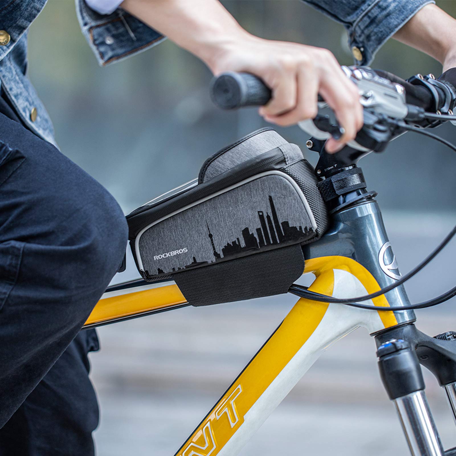 Borsa Telaio Bici ROCKBROS Impermeabile Con Porta Telefono Touchscreen E Vano 1,3 L Per MTB E Gravel