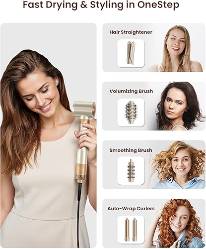Miniatura 2 de MESCOMB Estilizador de aire caliente 6 en 1 secador de pelo y moldeador de aire con alisador, rizador automático, cepillos voluminizadores,