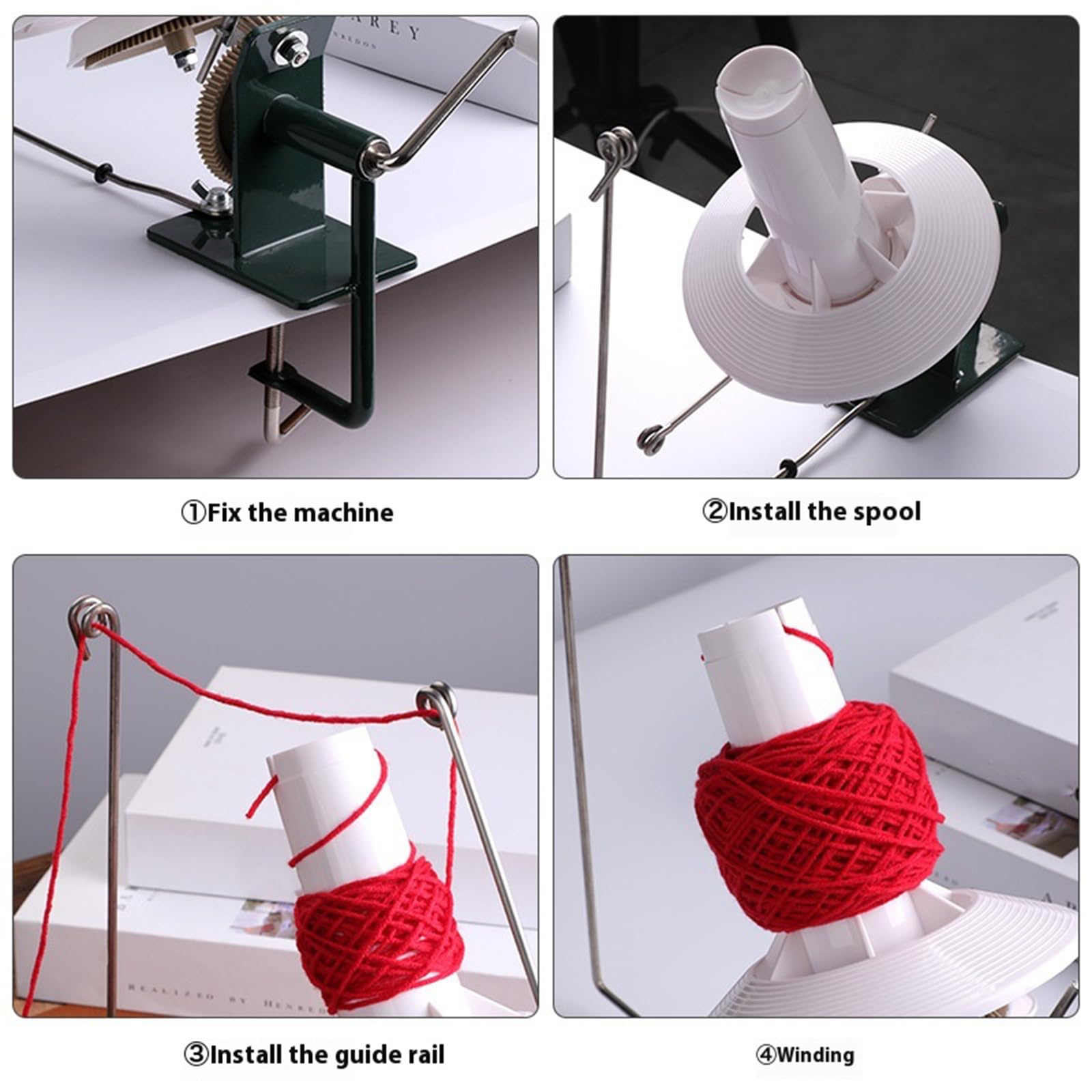 Macchina avvolgitrice professionale a manovella per filati in ABS Costruzione in metallo Accessorio artigianale Macchina avvolgitore filo a manovella a mano
