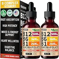 Vista 1 de Paquete de 2 gotas líquidas de vitamina B12 y B6, complejo de vitamina B sublingual B12 - Vitamina B 12 de 5000 mcg - B12 metilcobalamina