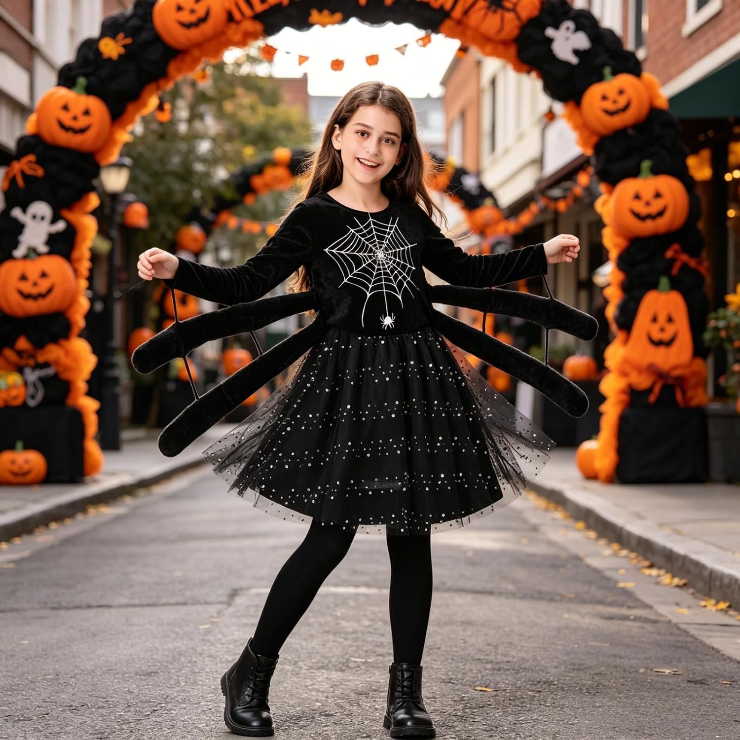 yolsun Spider Costume for Kids Witch Spider Dress up for Girls Halloween Cosplay Birthday Party