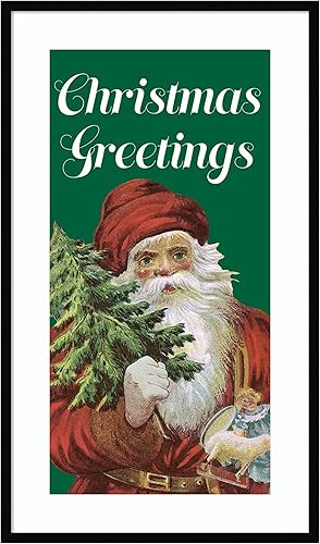 Amanti Art Framed Wall Art Print 41x24 Retro Santa Claus II by Alicia Longley, Holidays Wall Art, Vintage Decor, Large Poster Painting Artwork for