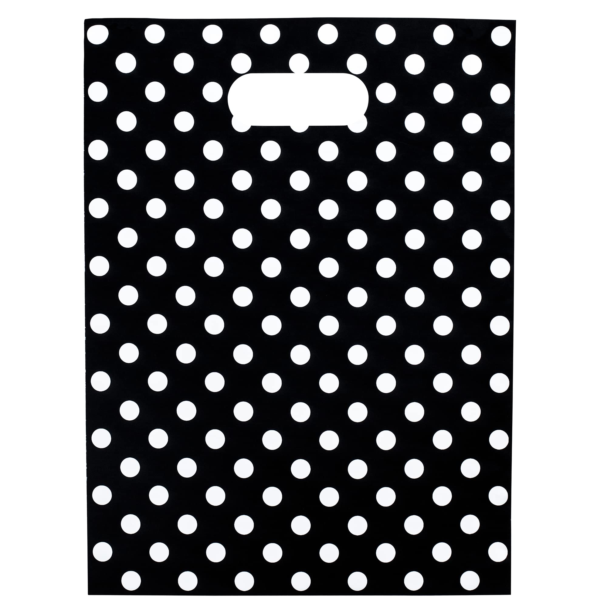 Choice Marts 100 Black Polka Dots Bags for Small Business 1.5Mil 9"x12" Merchandise Bags Extra Thick Glossy Thank You Bags and Retail Bags Plastic Bags with Die Cut Handles Black Polka Dots Bags