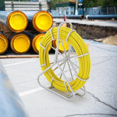 Miniatura 8 de VEVOR Cinta de fibra de vidrio, 600 pies, 516 pulgadas, extractor de alambre de cinta de pescado, varilla de correr con soporte de carrete de acero,