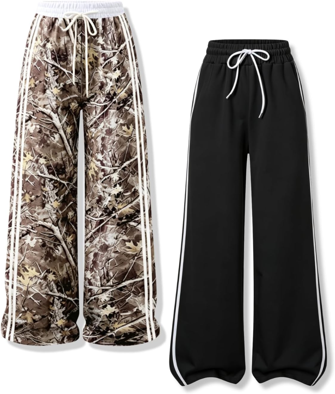2 Pack Girls Sweatpants Teen Casual High Waist Wide Leg Sweat Pants with Pockets Size 9-16