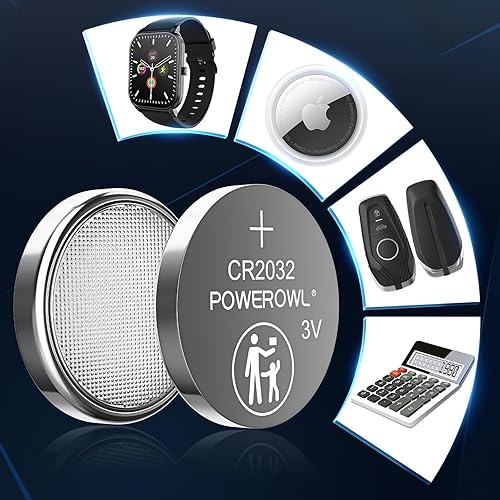 Miniatura 7 de POWEROWL Batería CR2032 de alta capacidad, paquete de 12  CR2032 de litio de 3 V de repuesto para llave de Airtag de Apple, control remoto, velas