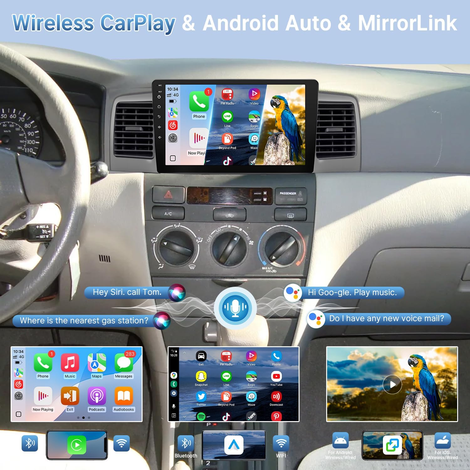 Leadfan Car Stereo for (Non JBL) Toyota Corolla 2003 2004 2005 2006 2007 2008, 9inch Screen for Corolla Radio with Carplay Android Auto GPS Backup Camera (Model A: NOT Fit for JBL&Big Screen, 2+32G)