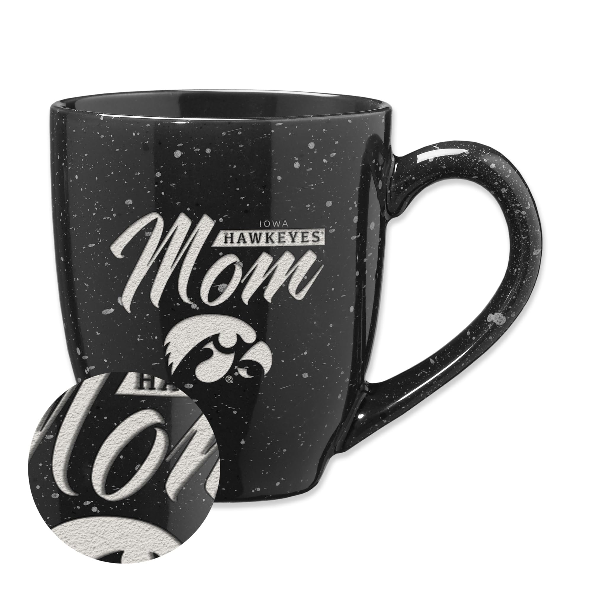 Mug en céramique mouchetée Iowa Hawkeyes gravure laser Rico Industries durable