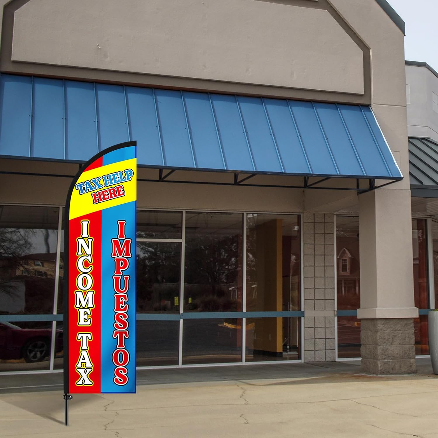 2 Pack Income Tax Service Feather Flag 7 ft Impuestos Tax Advertising Flag Windless Feather Banner Sign with Pole Kit and Ground Stake for Accountant Offices Accounting Businesses - Image 6