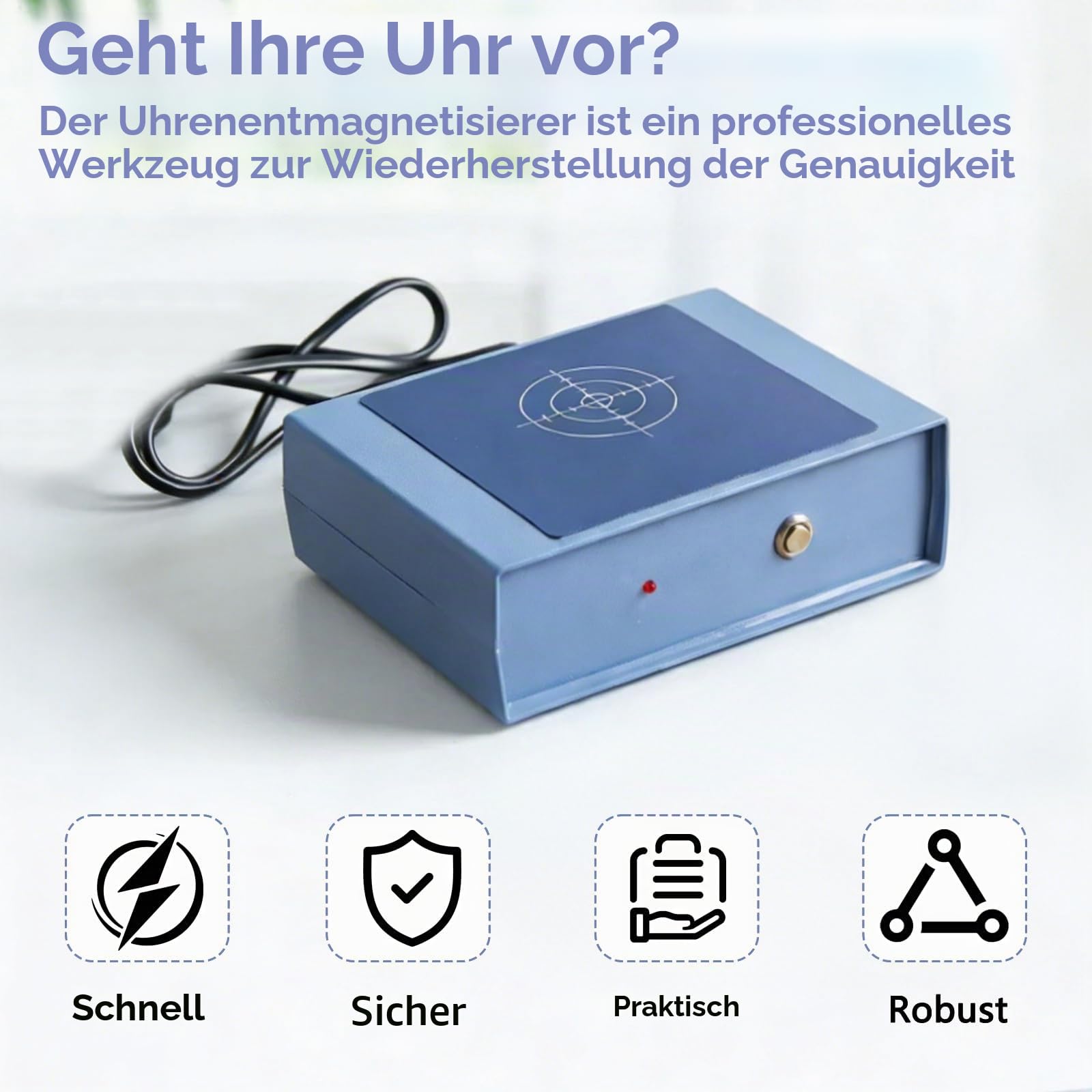 Uhren-Entmagnetisierer, Tragbares Entmagnetisierungsgerät für Uhrreparatur, Professionelles Werkzeug für Uhrmacher, Reparatur und DIY
