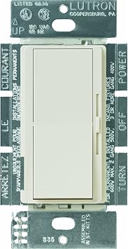 Lutron Diva 3-Speed Fan Control and Light Switch, Single-Pole, 1.5A Fan/1A LED, DVFSQ-LF-LA, Light Almond