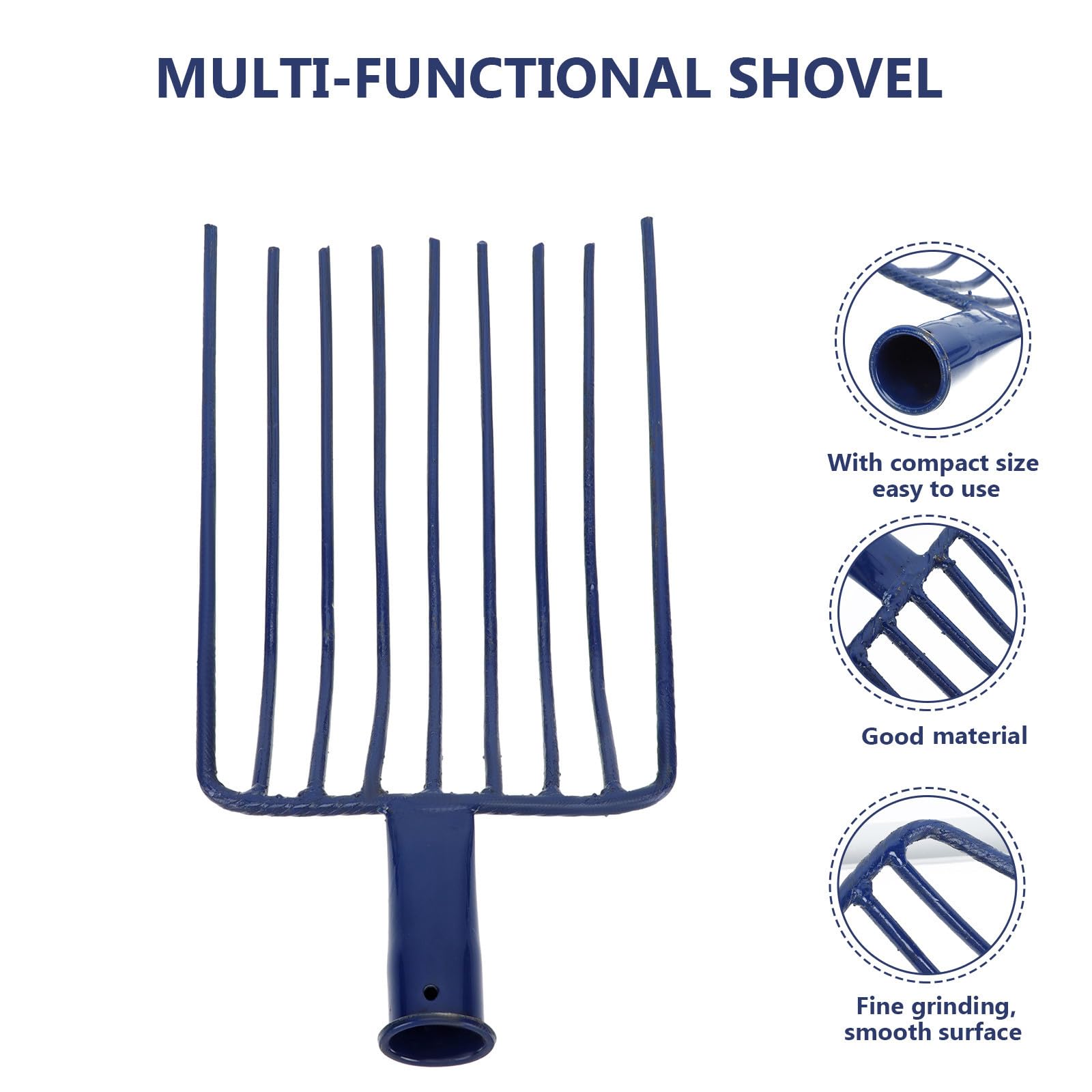 TOPBATHY Pala para Carbón de Barbacoa de Acero Nueve Dientes para Esparcir Piedras y Mejorar Eficiencia en Uso de Jardín y Cocina