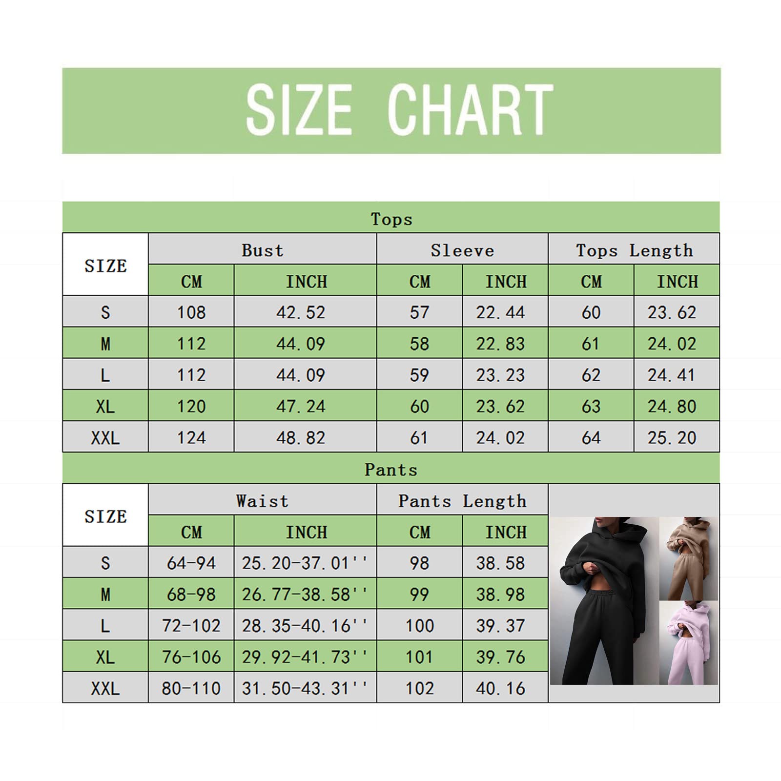 Generisch Tuta da jogging da donna, elegante, a maniche lunghe, casual, con cappuccio e pantaloni da jogging, in 2 pezzi, tinta unita, calda, morbida, comoda, per sport all'aria aperta, per