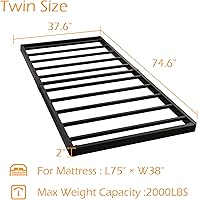 Vista 3 de Resorte de cama individual de 2 pulgadas de perfil bajo, base de cama de resorte de metal resistente, tabla para litera, base de colchón, fácil