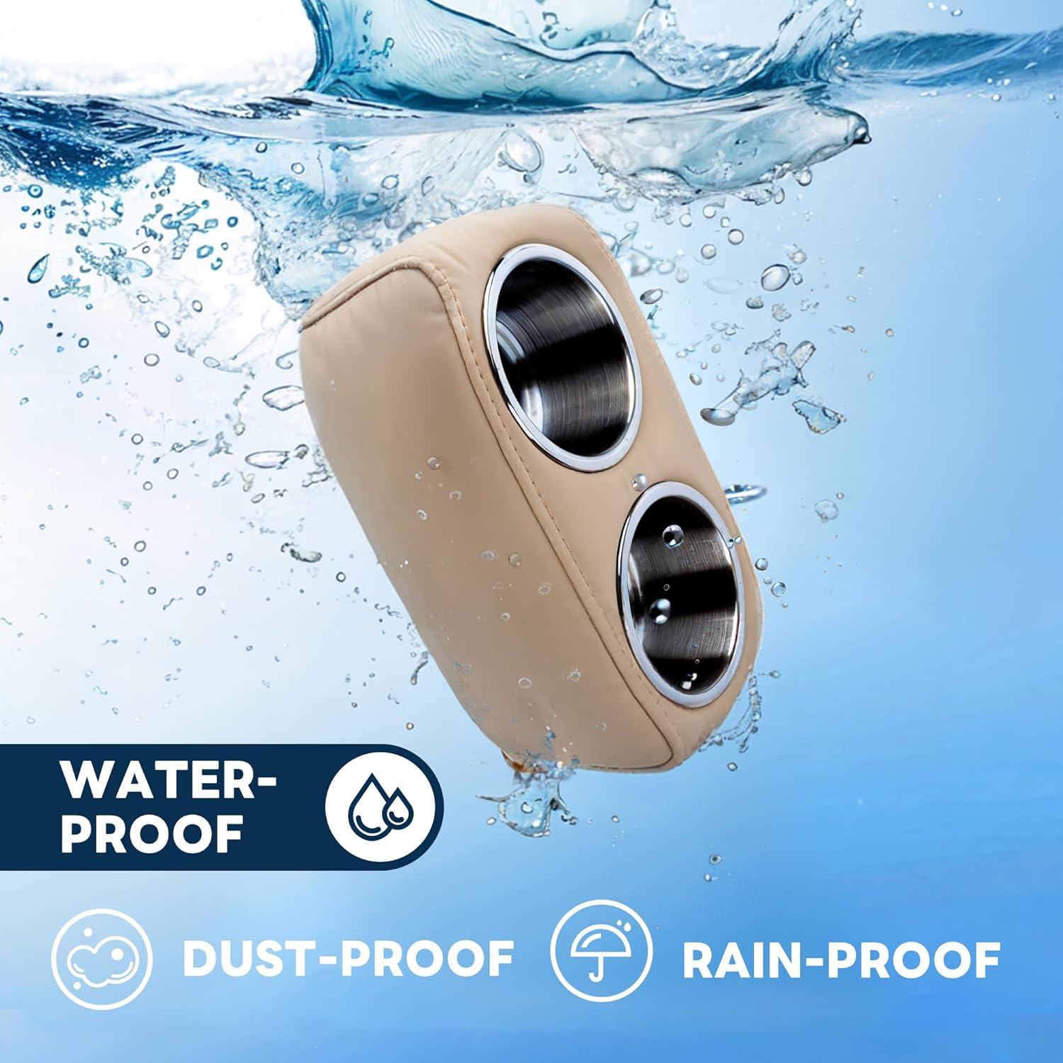 Pontoon Cup Holder,Boat Seat Cup Holder,Double Drink Holder,Portable Cup Beverage Mobile Phone Holders for Pontoon Boat Sofa,RV Couch,Car Back Seat(Khaki)