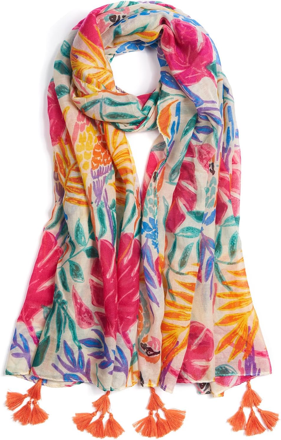 QIUTIMIYScarf for Women Lightweight Soft Floral Leopard Printed Scarves Fall Winter Fashion Shawl Wrap with Fringe