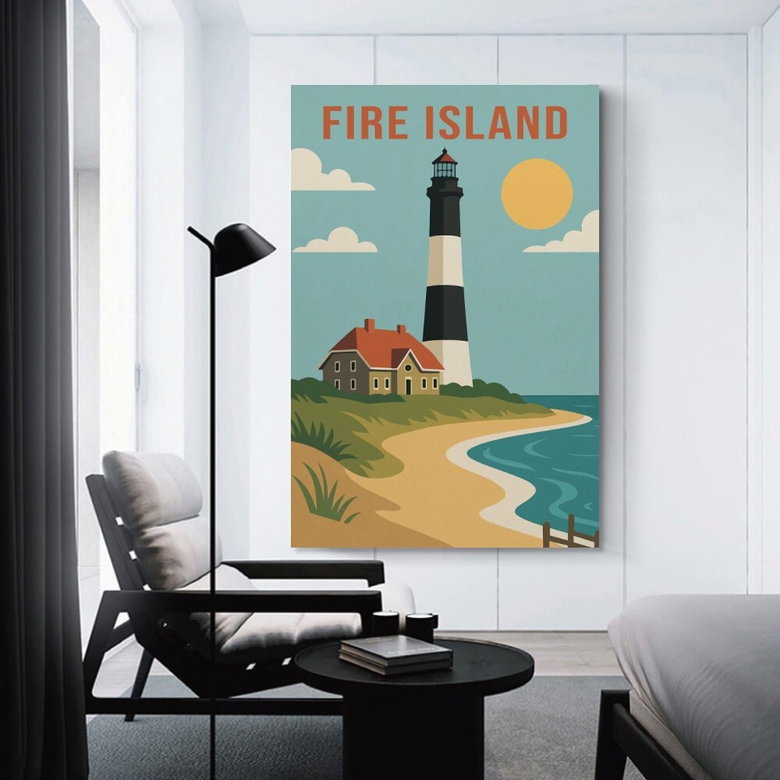 Junmoney Fire Island Travel Canvas Wall Picture, 24x36inch(60x90cm), for Picture Wall Styling in Lounge Or Bedroom, An Easy Match for Collected Prints