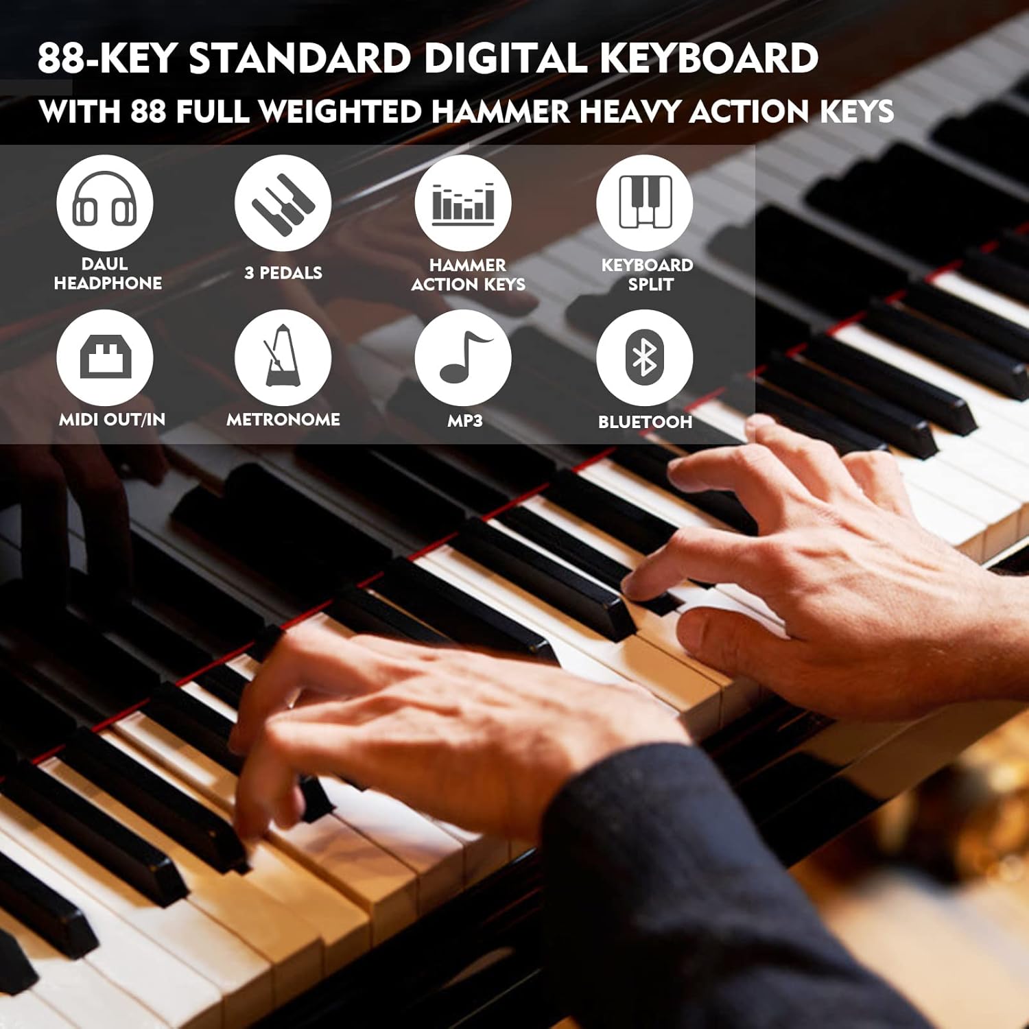 Buy MUSTAR Digital Piano Keyboard 88 Keys Weighted Hammer Action, Full