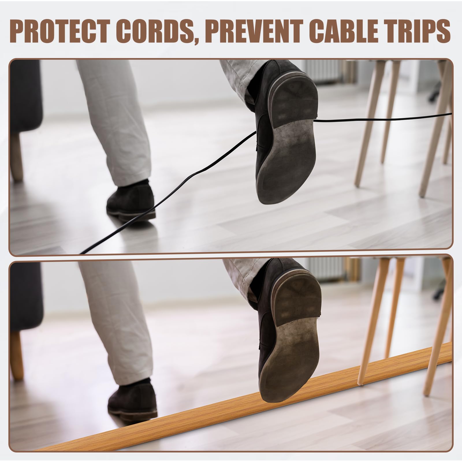 Canalina Passacavi Pavimento，Protezione Cavi Calpestabile Autoadesiva in PVC, Copricavi per Ufficio, Casa, Scuola, Magazzino, Concerto, Sicurezza e Prevenzione Inciampi