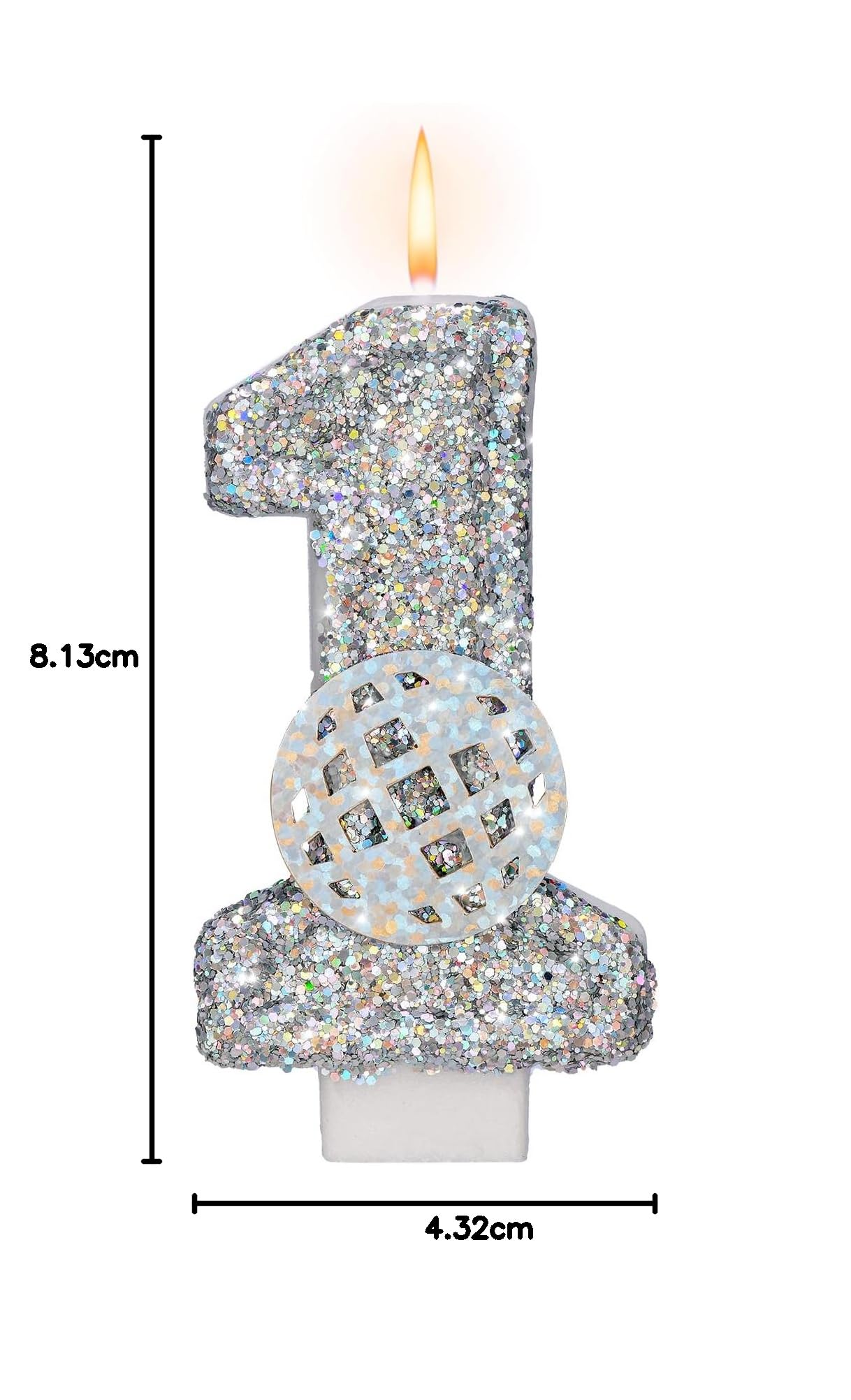 Geburtstagskerzen, Zahl 1 Kerze für den ersten Geburtstag für Mädchen/Jungen, Kerzen zum 1. Geburtstag mit holografischer farbiger Discokugel, 8 cm, Kerze für den ersten Geburtstag
