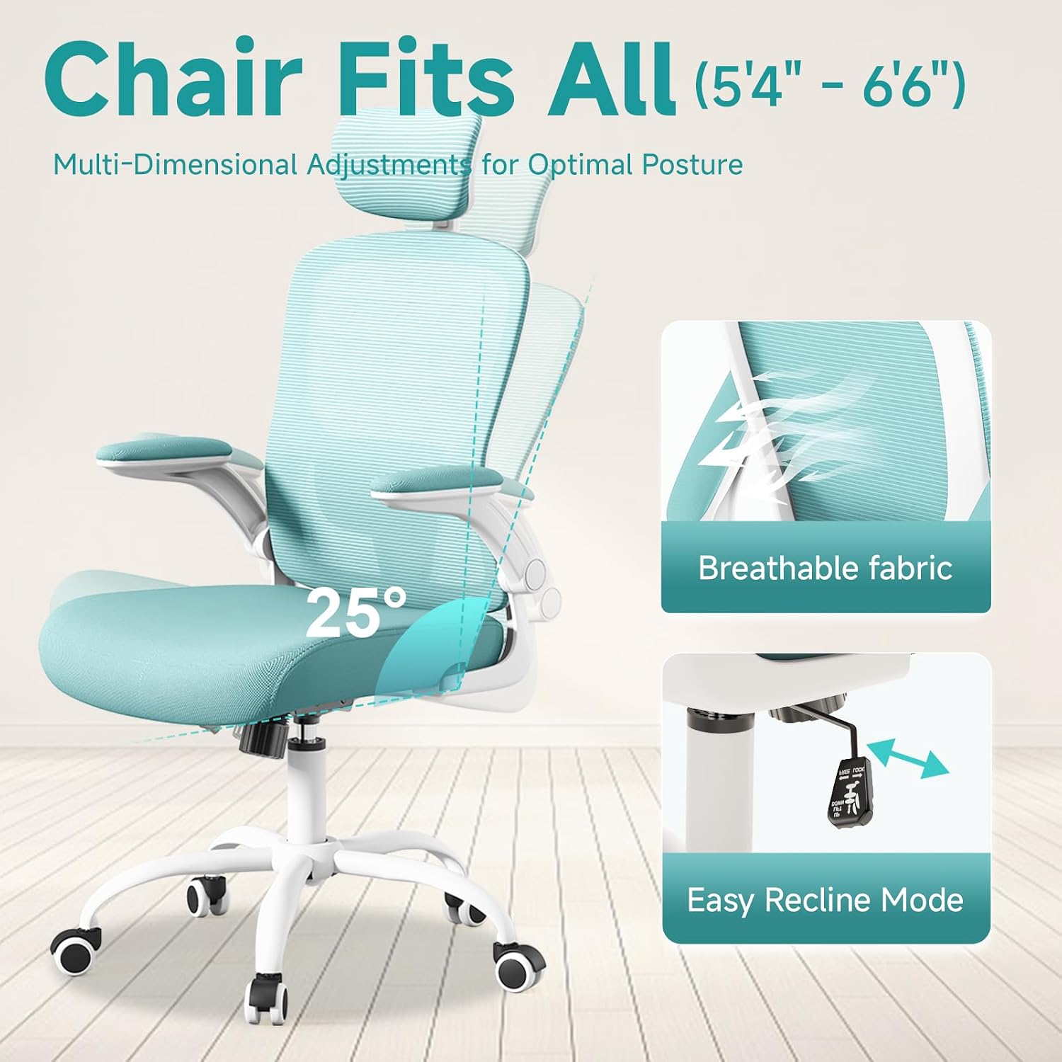 Ergonomic Office Chair, Blue Computer Desk Chair
