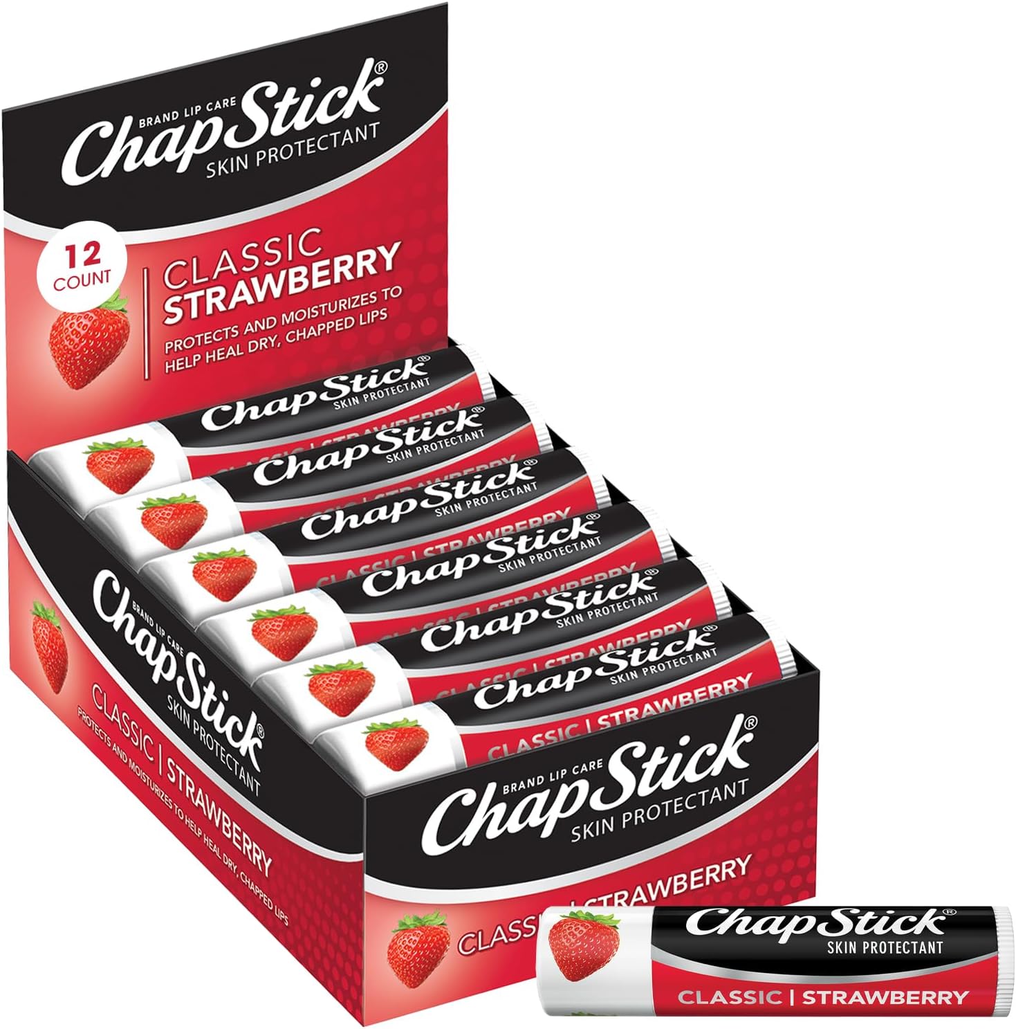 - Classic Strawberry Lip Balm Tubes, Lip Care and Lip Moisturizer - 0.15 Oz (Pack of 12)