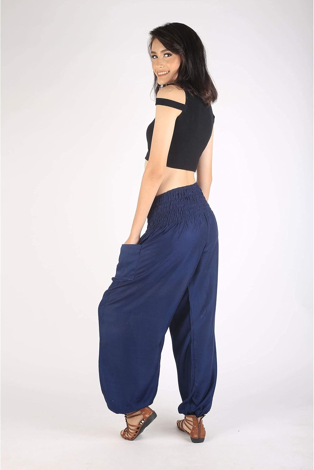Boho Pants 2-Pocket Flowy Harem Pants Women for Yoga Travel Hippie Clothes - Image 7