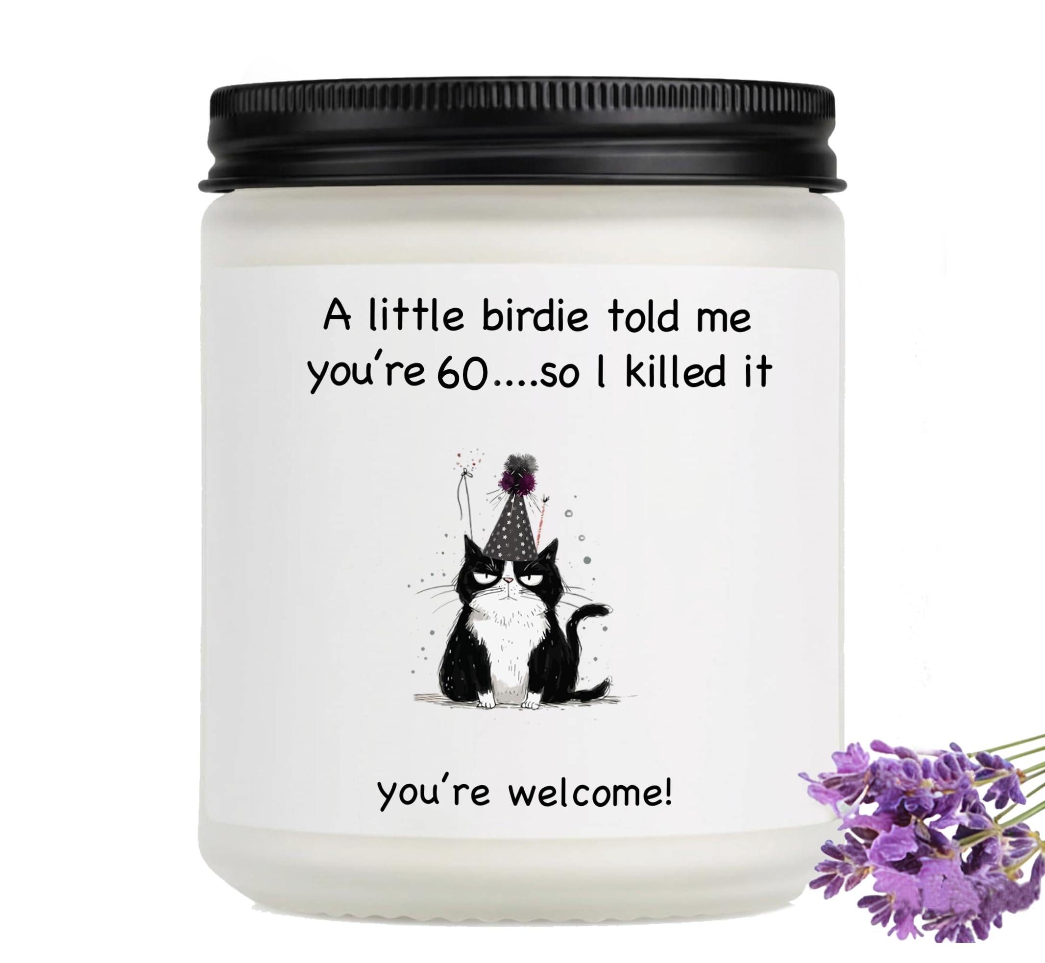 60th Birthday Gifts for Women 7.05 oz Lavender Scented Funny Candle