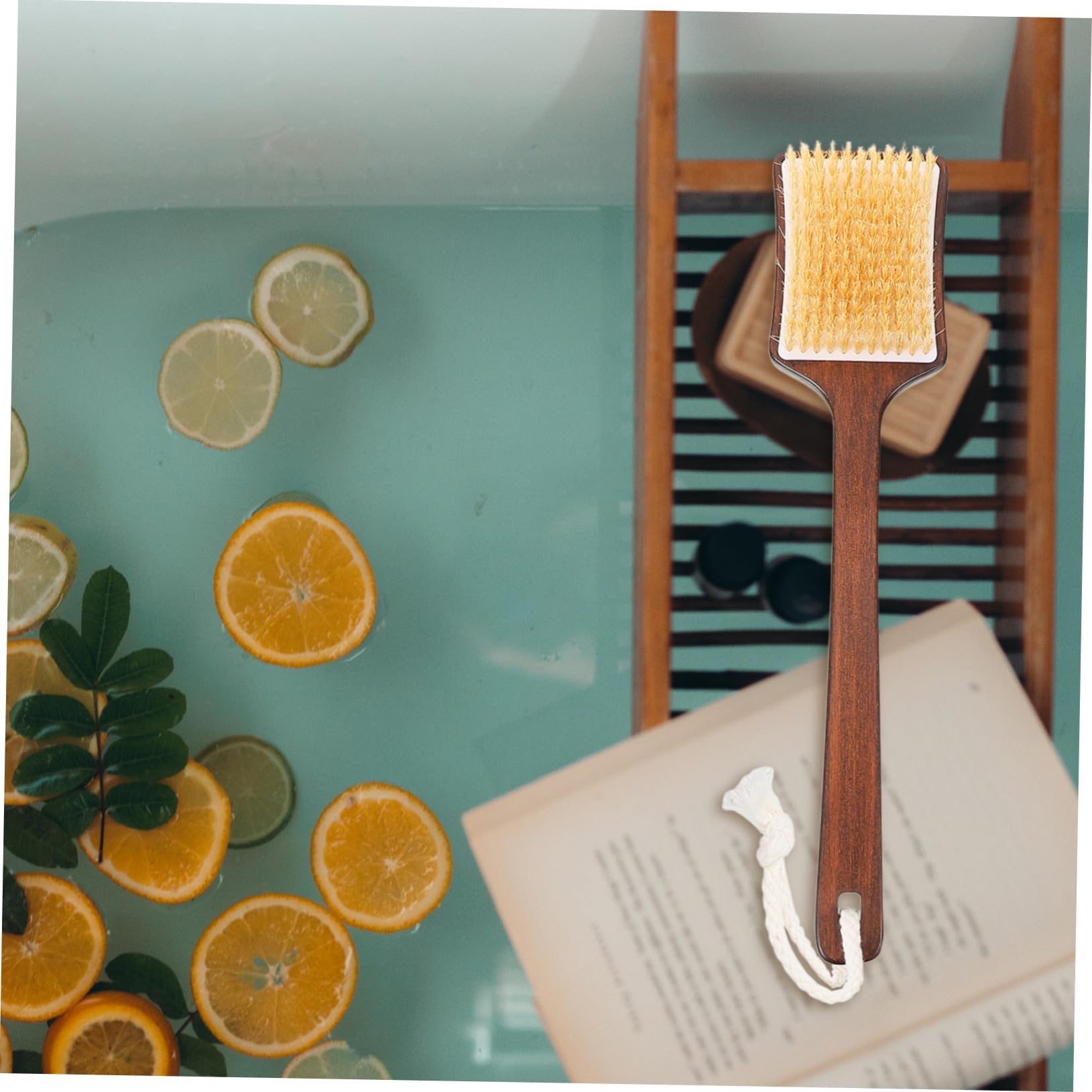Homoyoyo Cepillo de Baño de Mango de Madera con Cerdas de Cerda para Ducha Exfoliante Corporal para Espalda Difícil de para Hombres y Mujeres