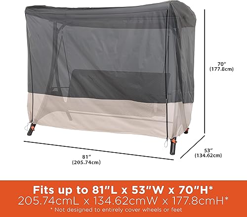 Miniatura 2 de Modern Leisure Renaissance Ultralite - Funda para columpio de patio, 81 pulgadas de largo x 52 pulgadas de ancho x 70 pulgadas de alto, gris