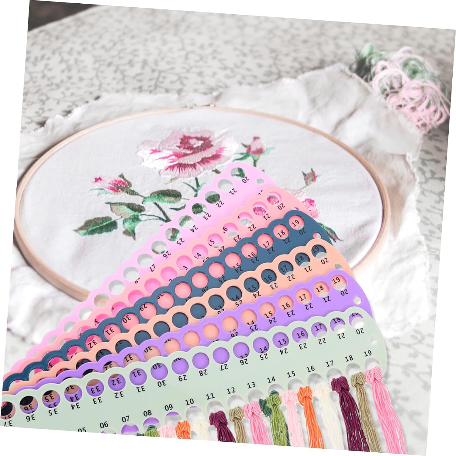 CORHAD 6pcs Reusable Embroidery Organizer Thread Holder Plastic Floss Organizers for Cross Stitch