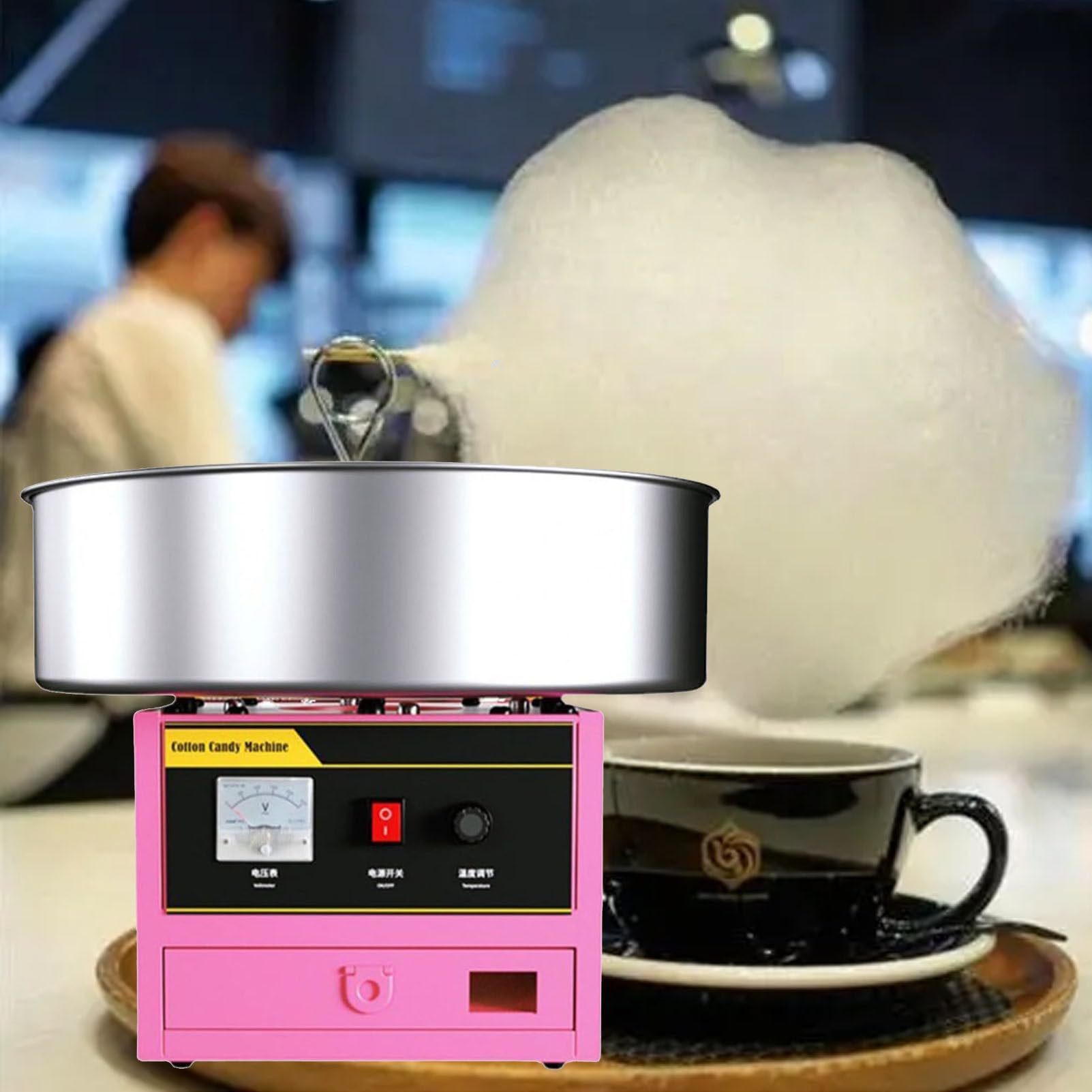 RayGenius MáQuina De AlgodóN De AzúCar EléCtrica 980w MáQuina De AlgodóN De AzúCar para NiñOs, para La Familia Y Diversas Fiestas (Rosa)