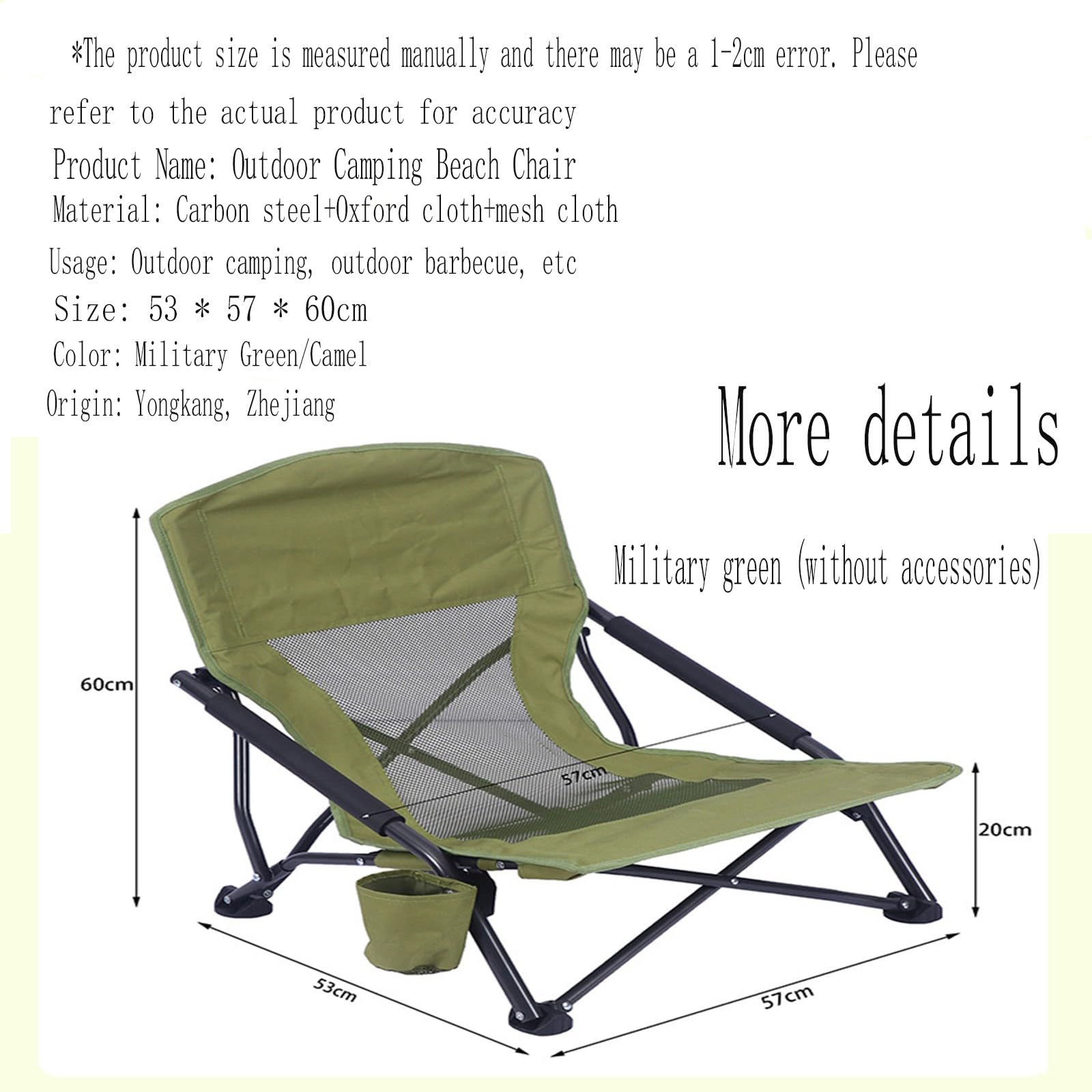 Pieghevole ergonomica da Campeggio Imbottita co Borsa Trasporto Sedia Portatile di Lusso per Campeggio Giardino Pesca Adulti D