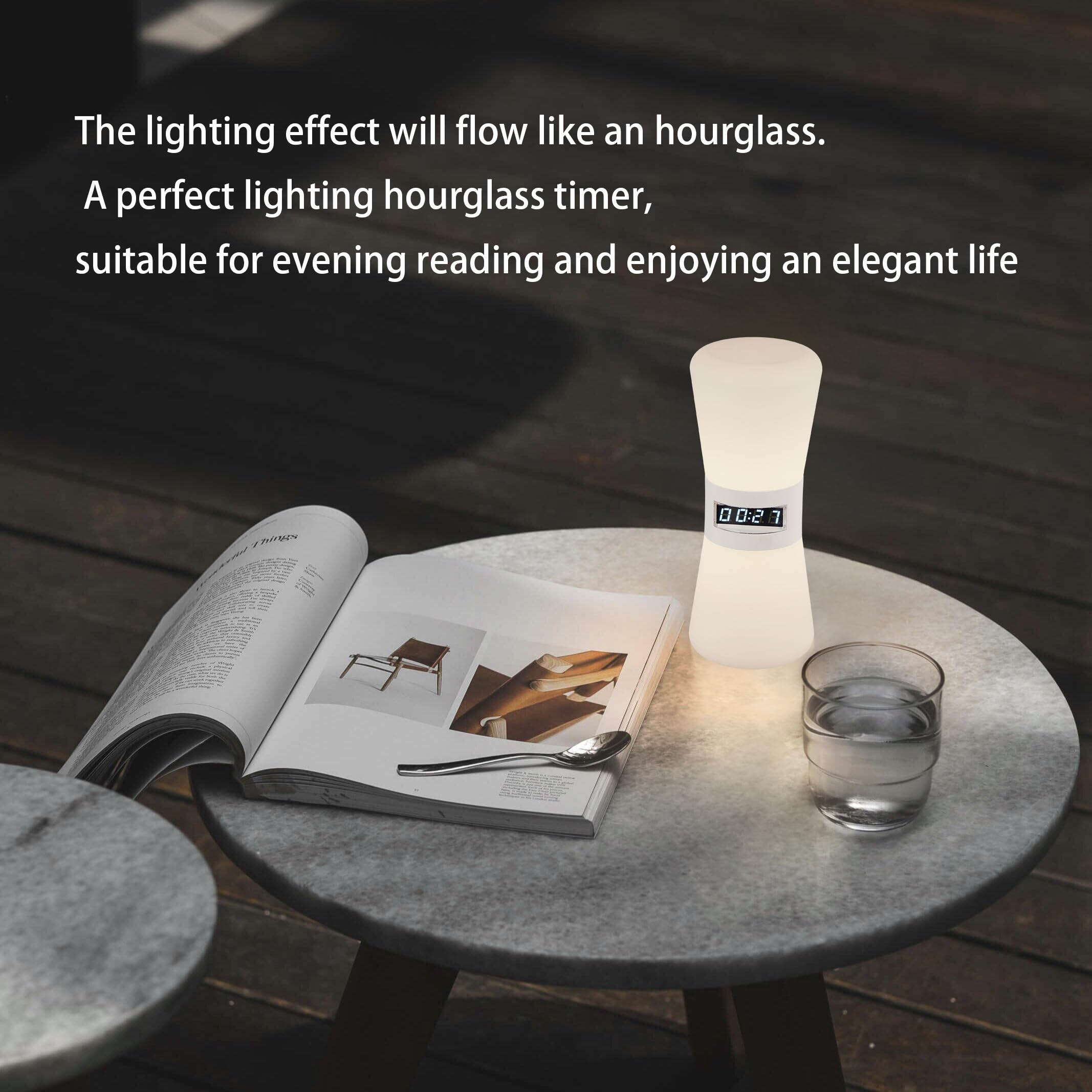 Glow Visual Digital Hourglass Timer: Night Light Home Decor - Brightness Flows Like an Hourglass - for Decoration, Reading, Timing Visual Timer for Family