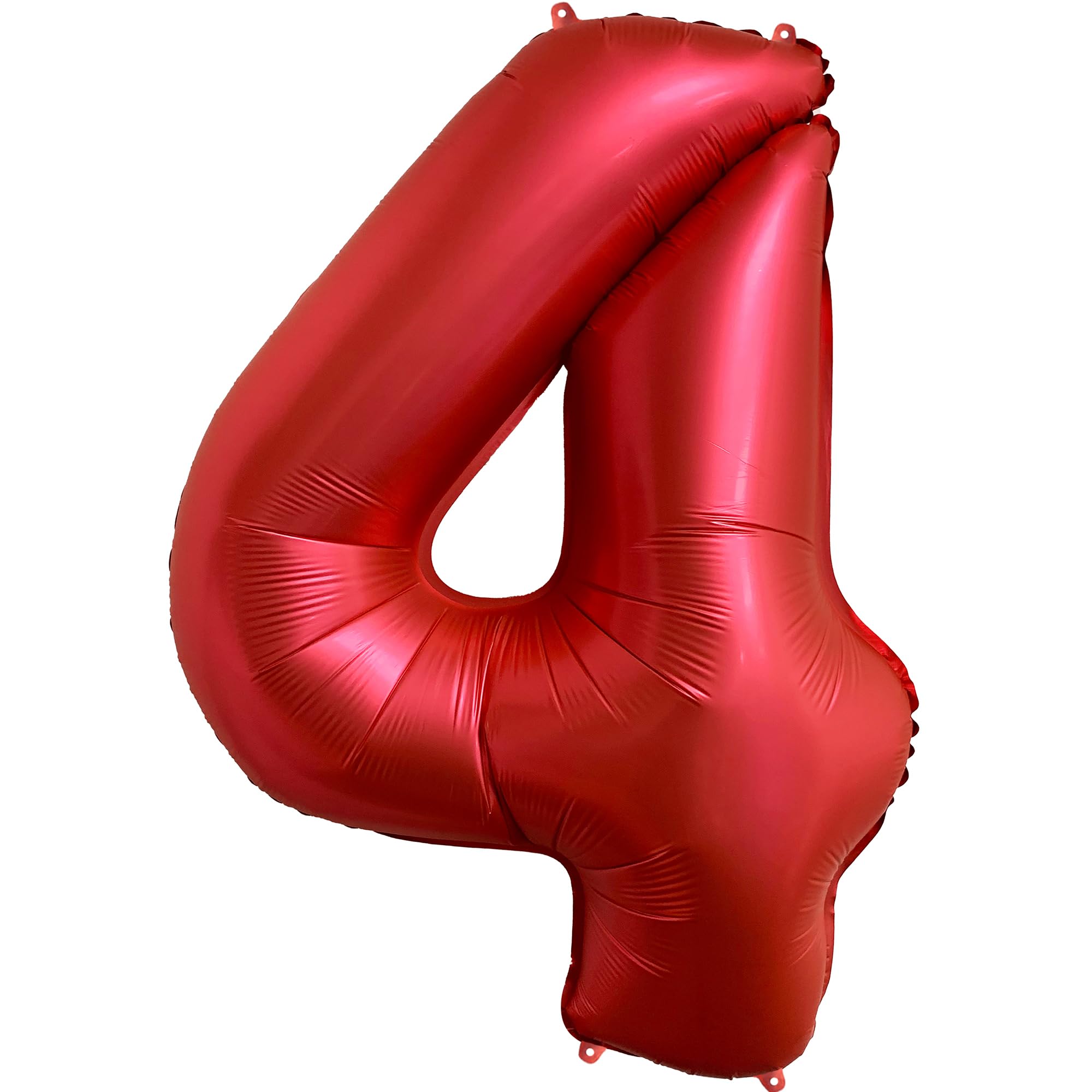 FUNFEST 4th Birthday Balloons Chrome Red 100cm - Birthday Balloon Decoration - Includes 4th Birthday Balloon & Straw - Flight with Helium - Premium Reusable Balloon