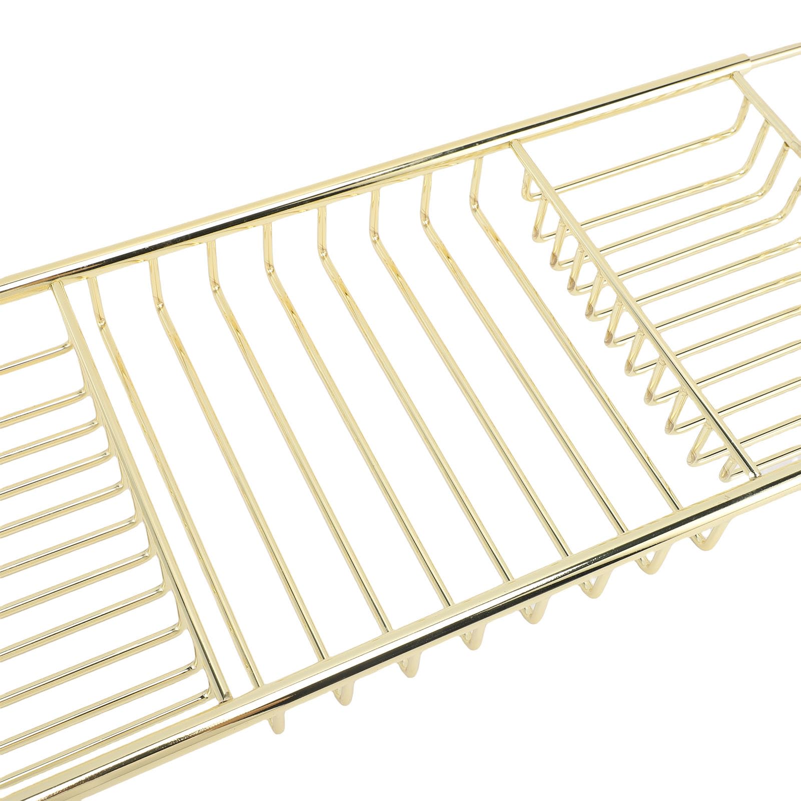 LiebeWH Bandeja para Bañera Bandeja para Bañera Expandible de Acero Inoxidable de 63,5 a 97,5 Cm Estante Ajustable para Champú Bolas de Baño Organizador de Baño Moderno para Adultos (Gold)