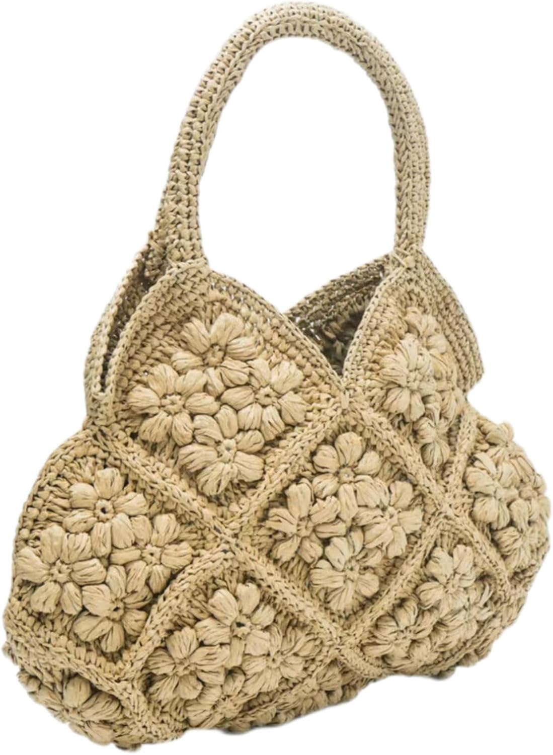 Straw Beach Tote Bag for Women Handmade Paper Woven Large Shoulder Purse Lightweight Foldable Summer Vacation Beach Bags