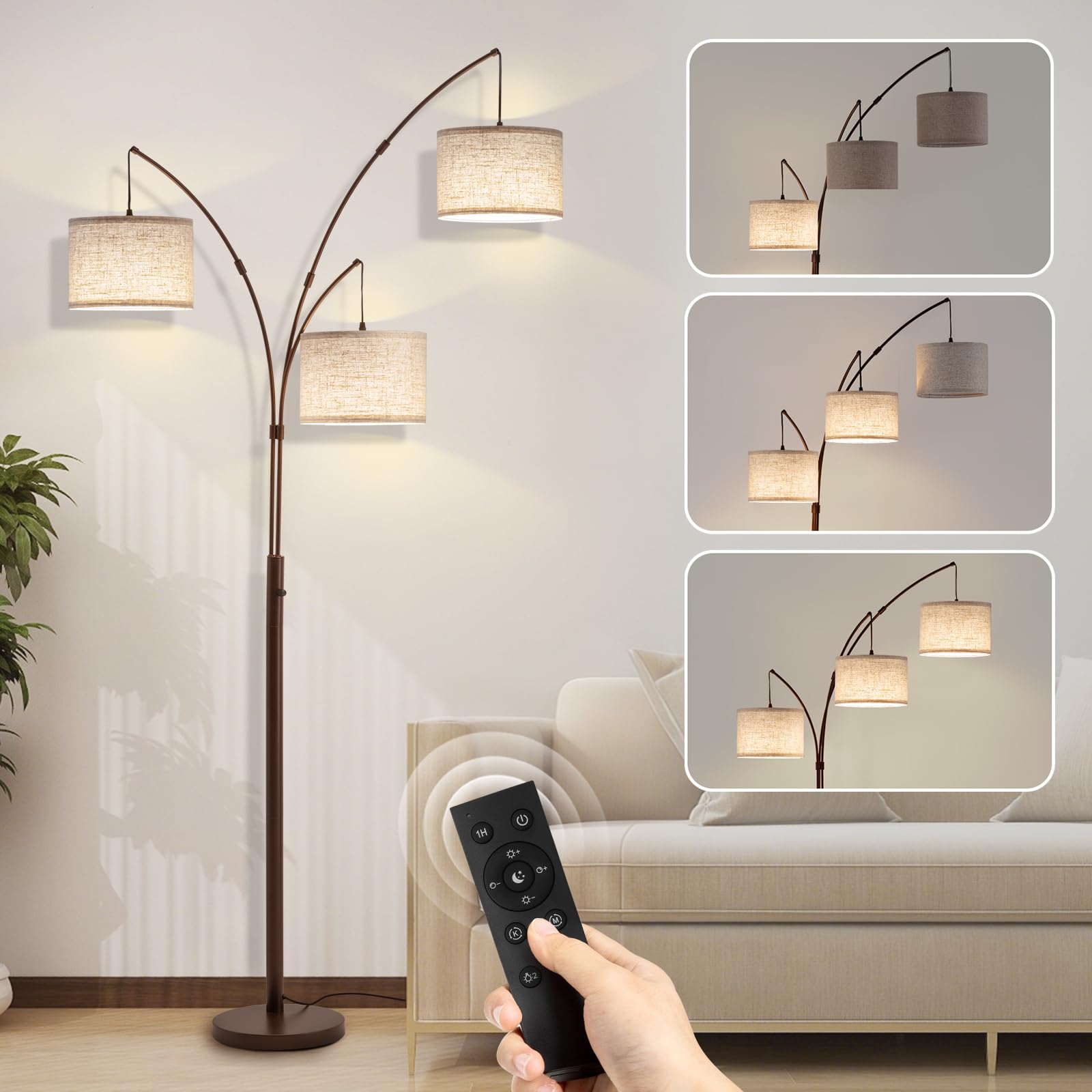 Fansdrick 3-Light Arc Floor Lamp