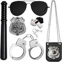 SHOWHEEL Police Costume for Kids Police Costume Police Handcuffs Sunglasses Badges Cane Detective Cosplay Halloween Costume