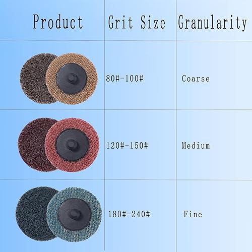 Miniatura 5 de Luo ke 20 discos de acondicionamiento de superficie de 2 pulgadas, discos de lijado de cambio rápido, rueda gruesa de desbarbado para amoladora o