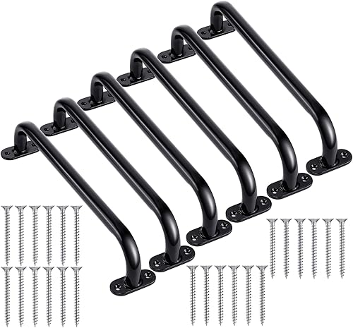 Zonon Juego de 6 manijas de seguridad para patio de recreo de 17 pulgadas, juego de columpios de metal para niños, juego de columpios negros al aire